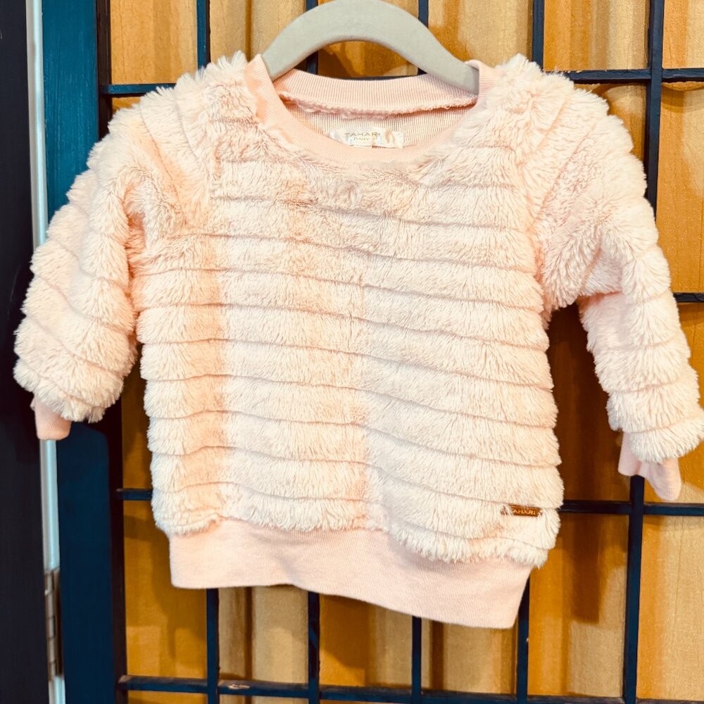 Tahari Baby Plush Fleece Pullover Sweater Blush Pink 3–6 Months